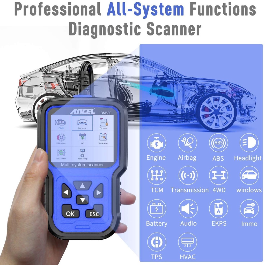 ANCEL BM500 All Systems Obd2 Scanner Car Scanner Odb2 Car Diagnostic Tool Obd Car Diagnostic Scanner Automotive Scanner For BMW/Mini/Rolls Royce