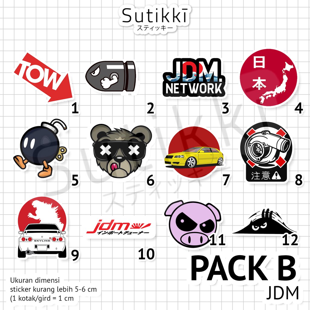 Sutikki | Sticker Pack Logo JDM Japan Domestic Market Culture Stiker Laptop Motor Mobil Jepang S1