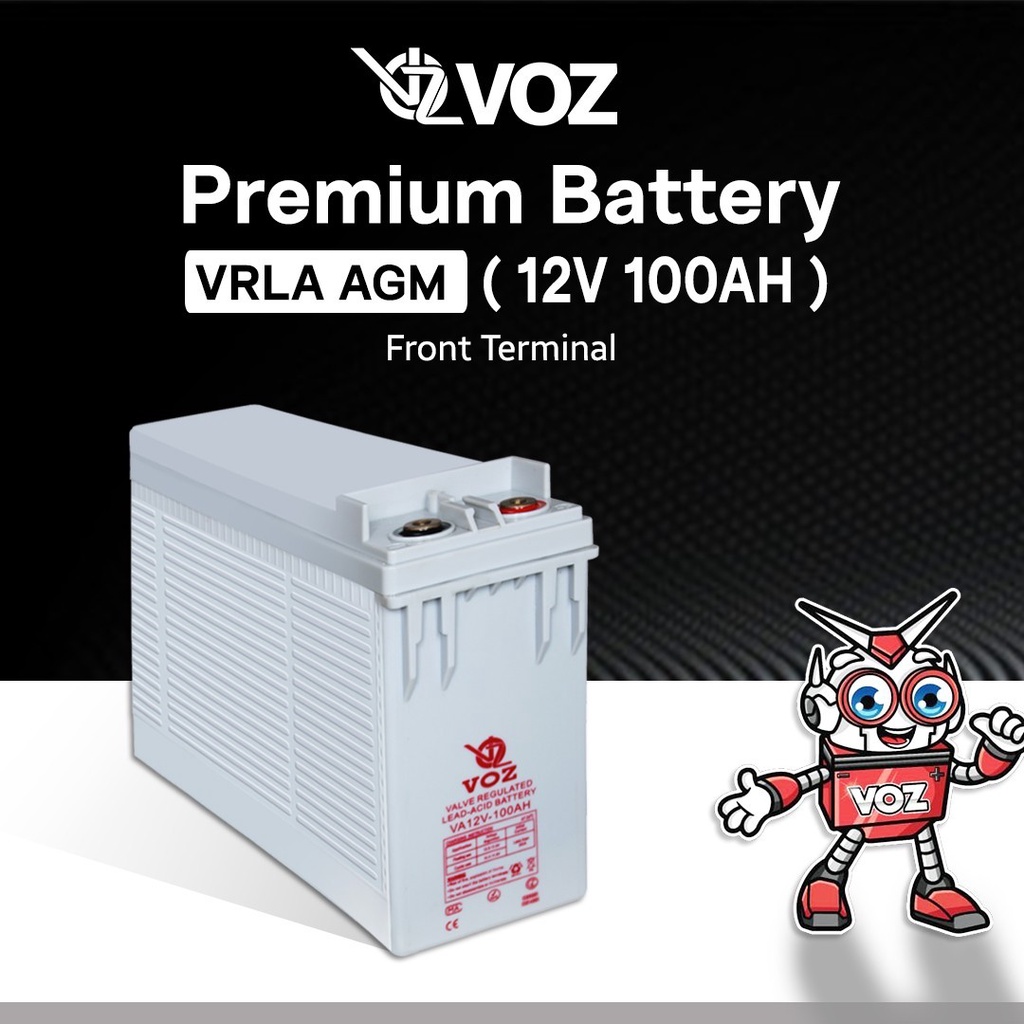 Voz Aki Kering 12V 100Ah - Front Terminal - Baterai Aki Kering 12V 100Ah | Baterai Solar Panel