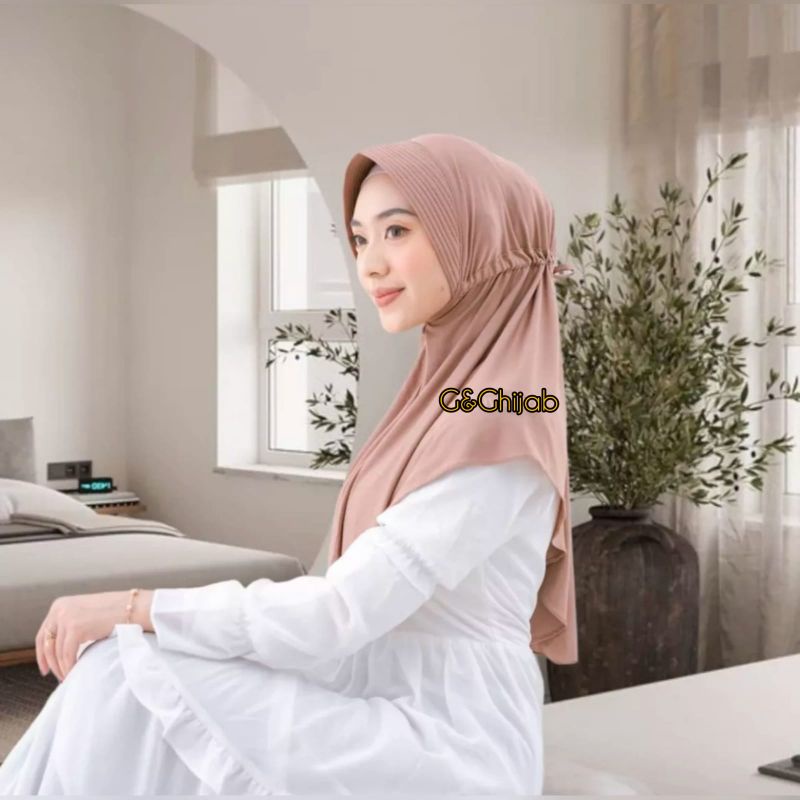 Jilbab Bergo Serut Hamidah Jersey Premium//Hijab Serut Hamidah//Bergo Serut Hamidah
