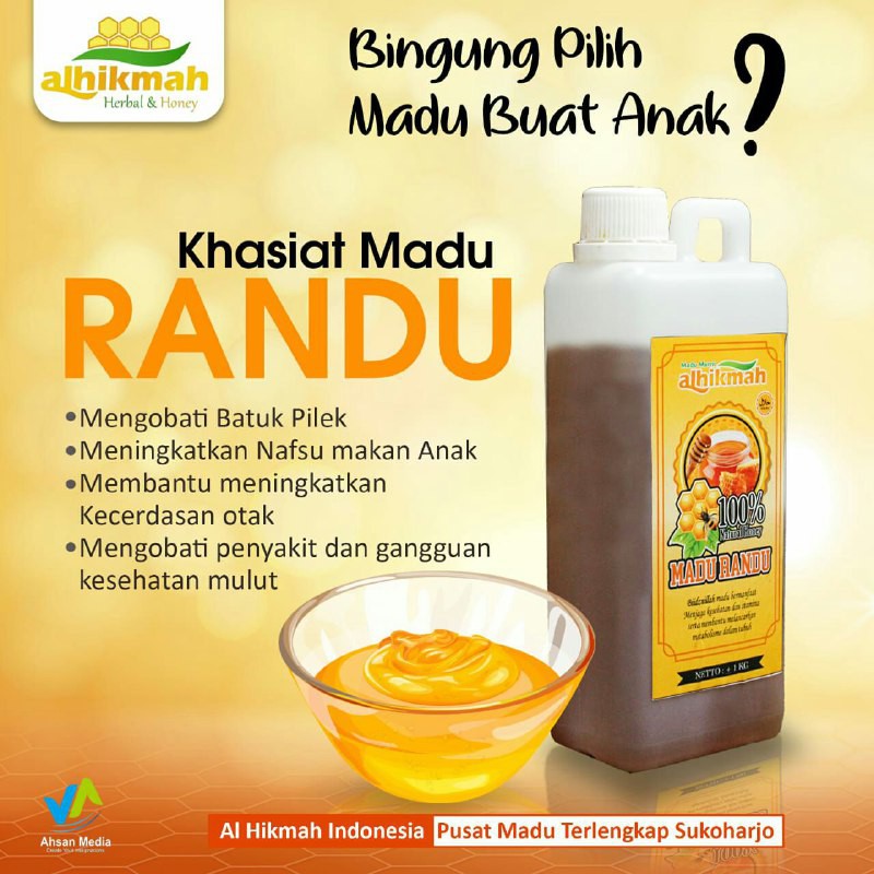 Madu Randu Kemasan 1 Kg Madu Murni Madu Asli Original Indonesia