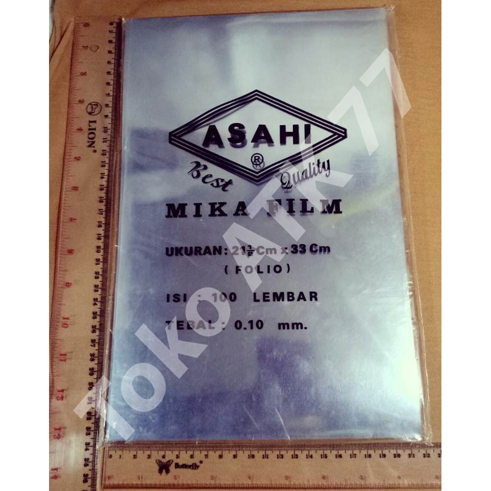 

Mica Clear Putih Bening merk Asahi ukuran F4 Folio 1pack = 100 lembar