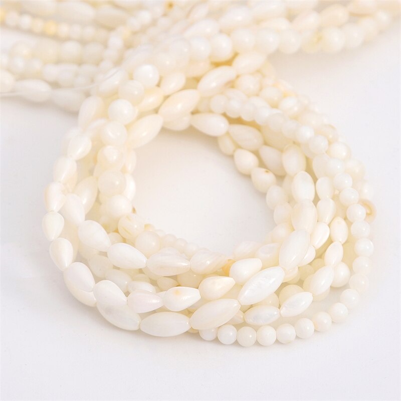 34-115 Pcs Natural Oval Round Drop Water Shell Ibu Dari Mutiara Longgar Spacer Manik-manik untuk Membuat Perhiasan DIY Gelang Kalung