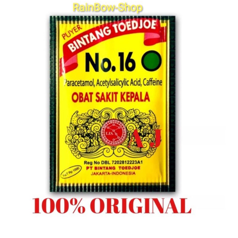 Bintang Toedjoe Puyer No.16 - Isi 12 sachet - Obat Sakit Kepala dan Gigi