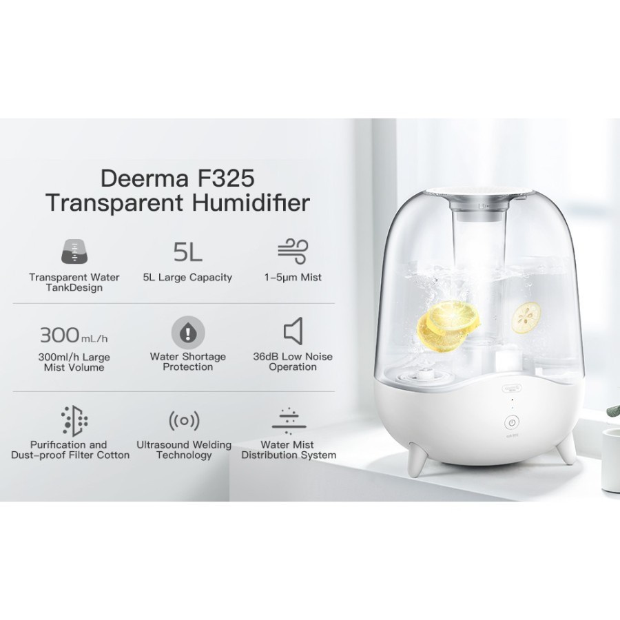 Deerma F325 Air Humidifier Diffuser Ultrasonic 5L Pelembab Udara