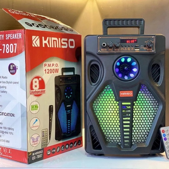 Speaker Bluetooth Portable 8inch Brain Power / Kimiso QS 7807 Speaker 8 inch Supar Bass Super Jernih