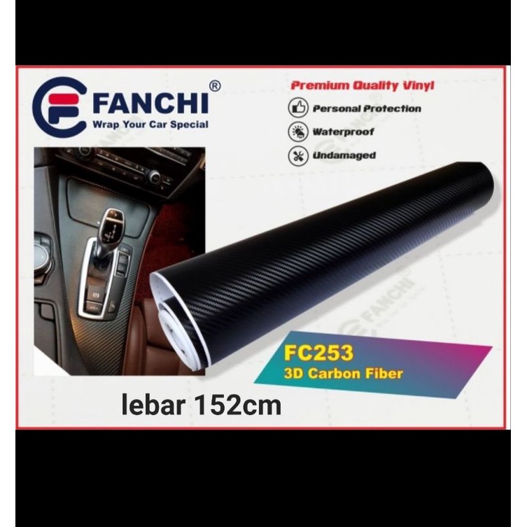 152cm Sticker Carbon 3D Fanchi FC253 Wrapping Mobil lebar 152cm Premium wrap