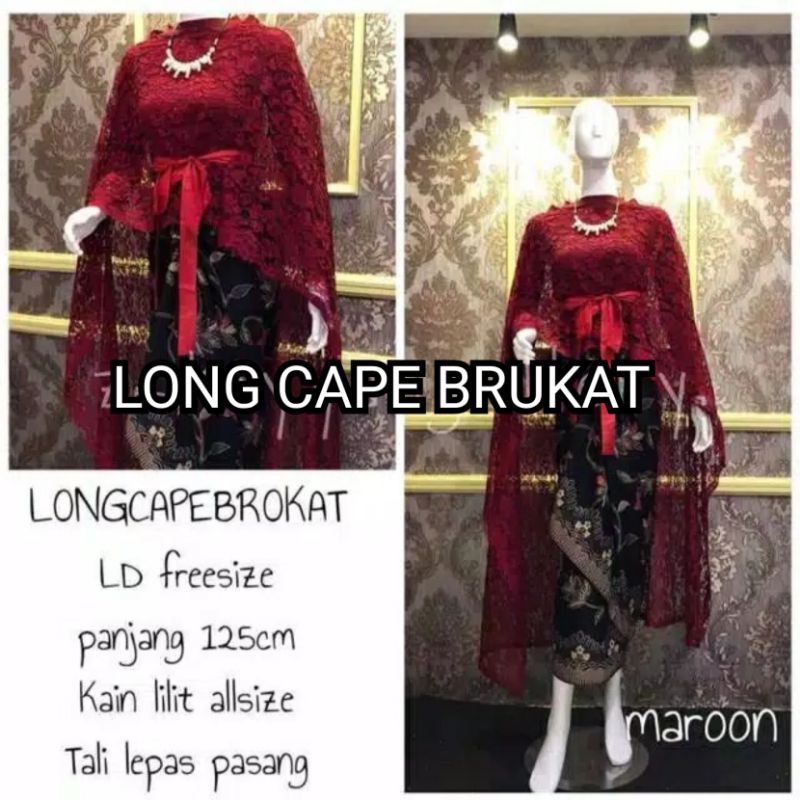 LONG CAPE BRUKAT SET ROK LILIT KEBAYA BRUKAT GAUN PESTA PANJANG BATIK KEBAYA RUMAH KEBAYA BANDUNG RUMAH SONGKET BANDUNG