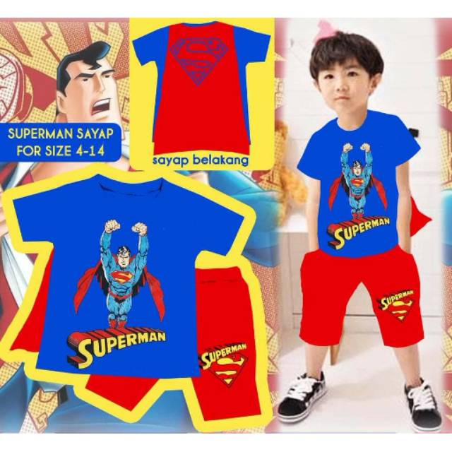 Setelan London Kids Sayap Superman 2-5 tahun