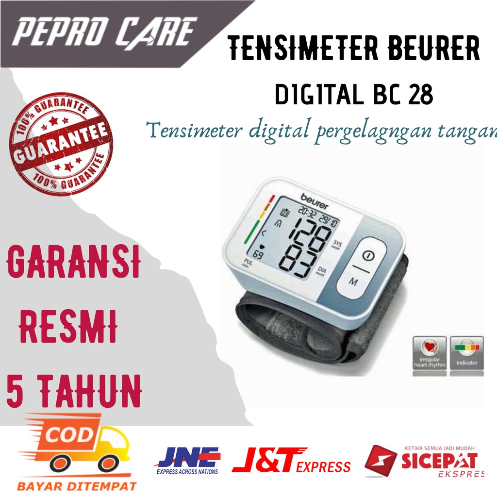 ALAT TENSI DARAH DIGITAL PENGUKUR UKUR TES TENSI CEK TEKANAN DARAH TENSIMETER BEURER BC 28 PPF 160