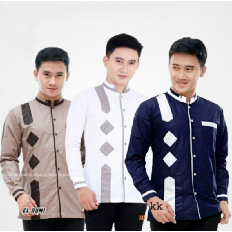 Baju Koko Pria Dewasa Lengan Panjang Kombinasi Batik Bahan Toyobo  Kurta Terbaru  Kemeja Koko turki 