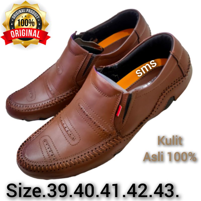 SEPATU CASIAL SLIP ON KULIT ASLI/SEPATU PANTOPEL/SEPATU KERJA TREN TERBARU