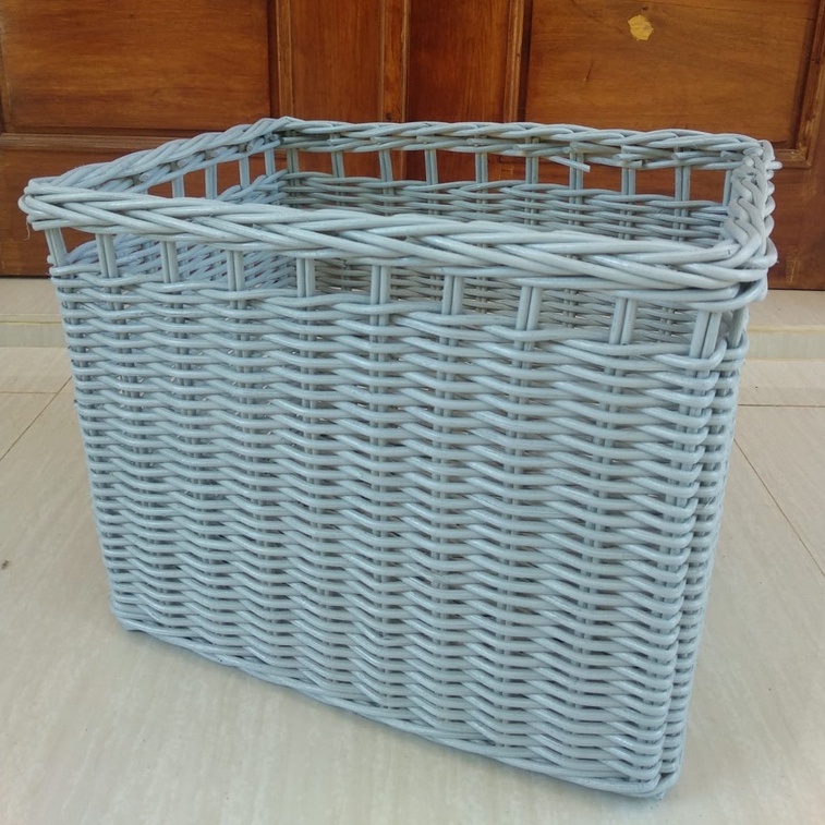 keranjang rotan persegi kotak pita laci penyimpanan barang murah 38x33x33 cm