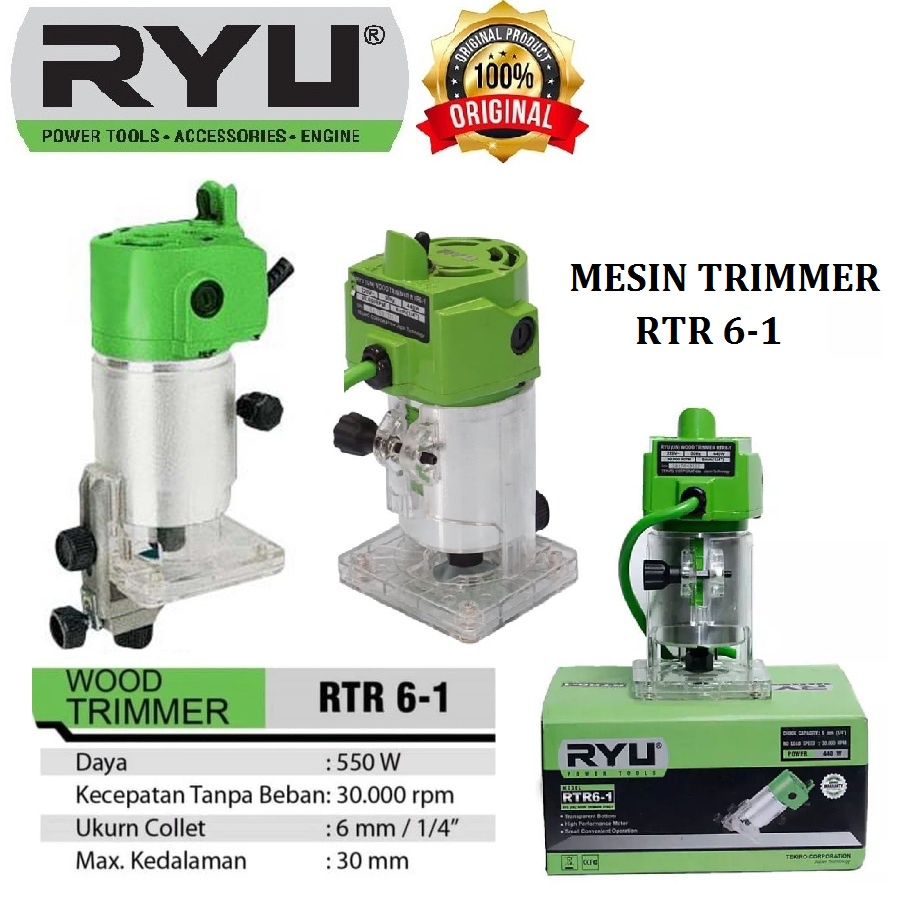 PROMO!!! Mesin Profil Router Trimmer Kayu ukir RYU WOOD TRIMMER RTR 6-1 Mesin Profil 6mm Kayu Router 6 mm ada juga kairos dan mata profil router bit RYU