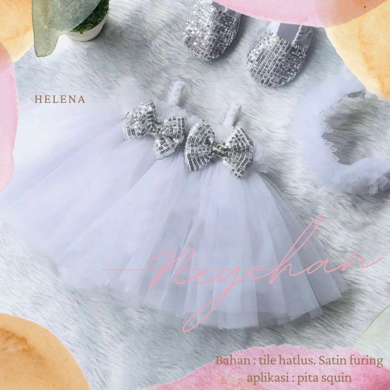 DISKON 70% TURUN HARGA gaun helena dress bayi neychan gaun aqiqah baptis