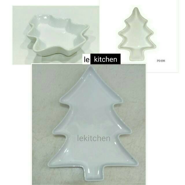 Piring keramik pohon natal- wadah saji unik bentuk cemara