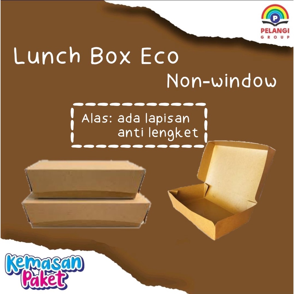 LUNCH BOX PAPER SMALL SELIPAN LAMINASI / LUNCH BOX PAPER KRAFT / BOX NASI KEKINIAN MURAH