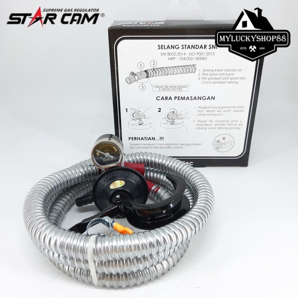 Regulator Gas Star Cam SC-23MSS / SC23MSS Paket Meter dan Selang SC-T12RMS SCT12RMS SC-T-12-RMS