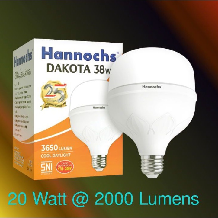 Lampu LED 20 Watt Hannochs Dakota 2000 Lumens Bergaransi