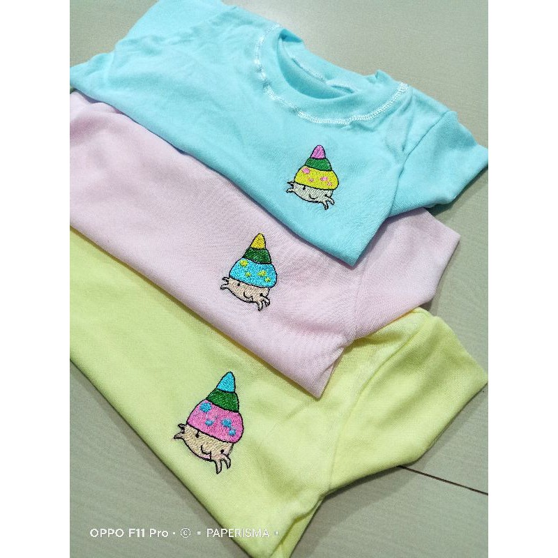 3 Pcs Kaos Oblong Bayi Bordir OSHUKA Kaos Stali Bayi Kaos Oblong Harian Bayi SMLXL Size 3-24 Bulan Kaos Oblong Bayi Perempuan Laki laki Unisex Halus lembut Adem