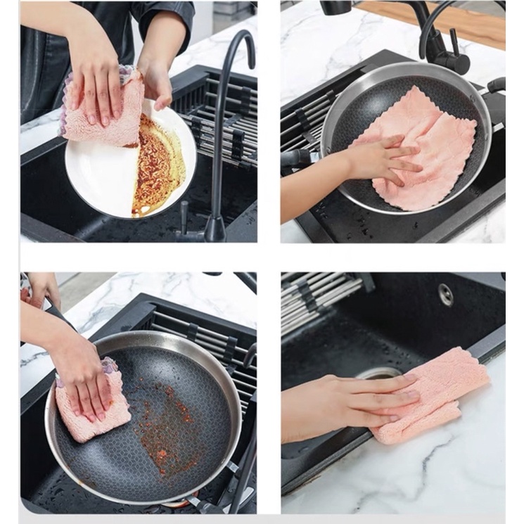 Dapur Kain Lap Piring/Kain Lap Dapur Kain Lap Piring/Kain Lap Tangan/Kain Lap Bahan Coral Tangan