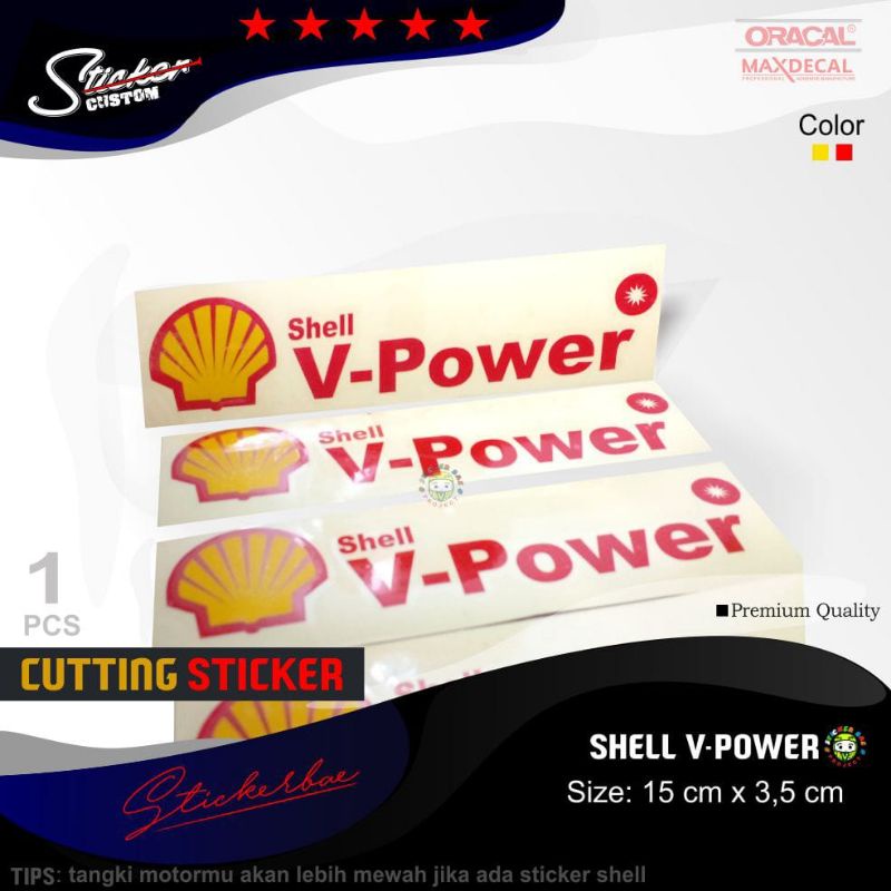 stiker cutting - sticker shell v power 15cmx3,5cm