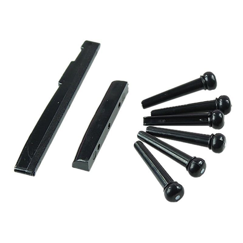 6pcs / set Bridge Pins Ebony Warna Hitam Dengan Shell Dots Untuk Akustik