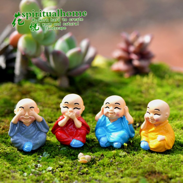 Pajangan Shaolin Duduk Mini Patung Hiasan Lucu Cake Topper Biksu Budha Harga Grosir Termurah