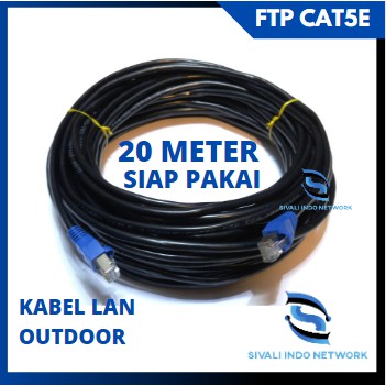 20 METER  KABEL LAN FTP CAT5E OUTDOOR BLACK SIAP PAKAI