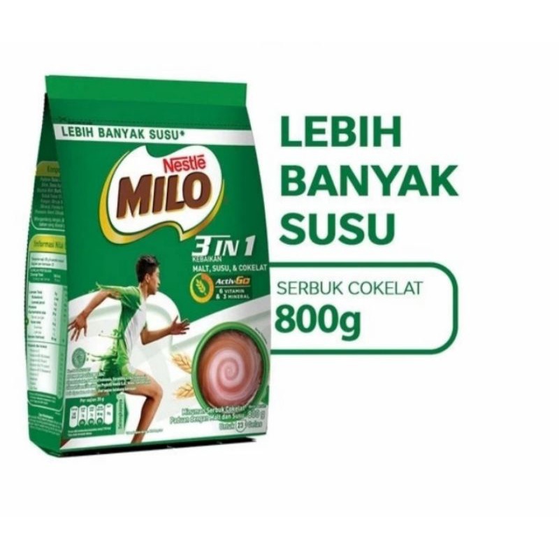 

MILO Healthy Drink 3 in 1 Actigen- E 800gr Minuman serbuk susu Rasa Coklat