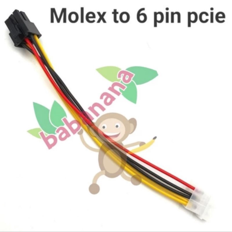 Kabel molex to 6 pin pcie riser vga gpu converter adapter cable 6pin