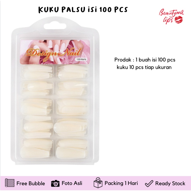 Kuku palsu isi 100 pcs kuku nail art / Transparent Nail Art Tips Acrylic / 100pcs Kupal Natural Nail