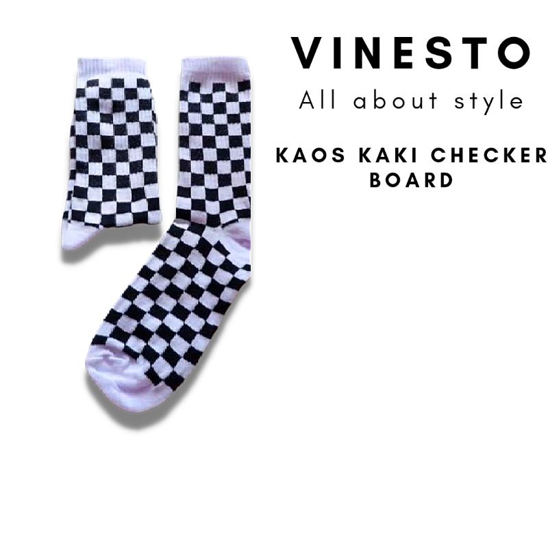 Kaos Kaki Catur Checkerboard Panjang Sebetis Kaos Kaki Sport