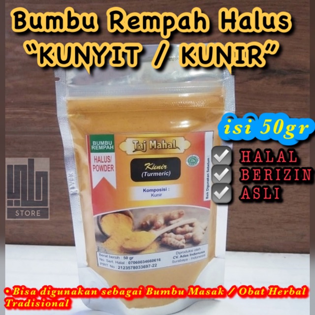 

Bumbu Kunyit Bubuk 50gr Bumbu Masak Bumbu Kunir Bubuk Kunyit Halus Kunir Halus Kunyit Giling Herbal