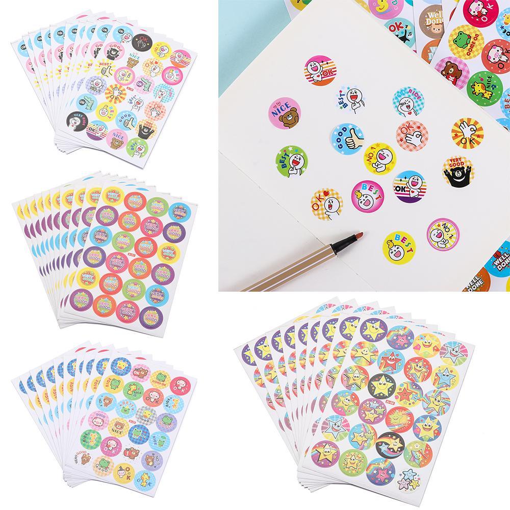 Wonder 240pcs Stiker Hadiah Kartun Penghargaan Ibu Guru Perlengkapan Sekolah Label Puji