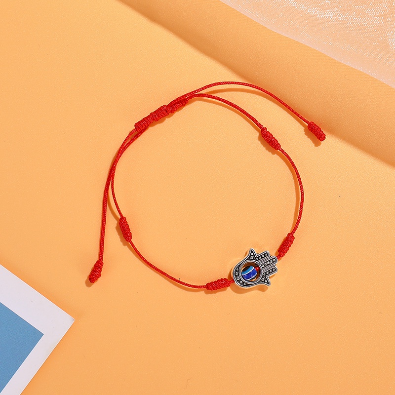 Gelang Tali Kepang Adjustable Desain Evil Eye Warna Merah Untuk Pria Dan Wanita