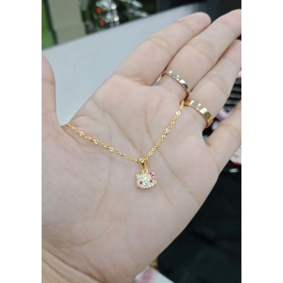 kalung anak hello Kitty gold perak asli 925 lapis emas