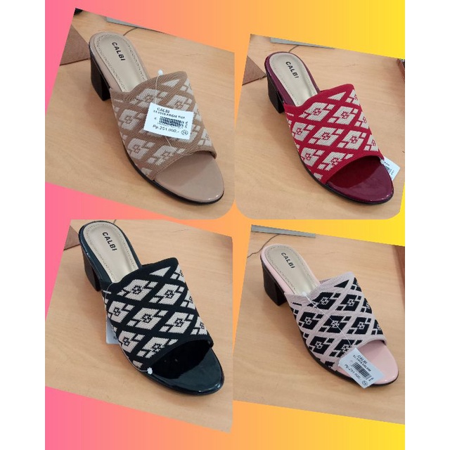 Heels Kotak Rajut Selop Merk CALBI 33.191
