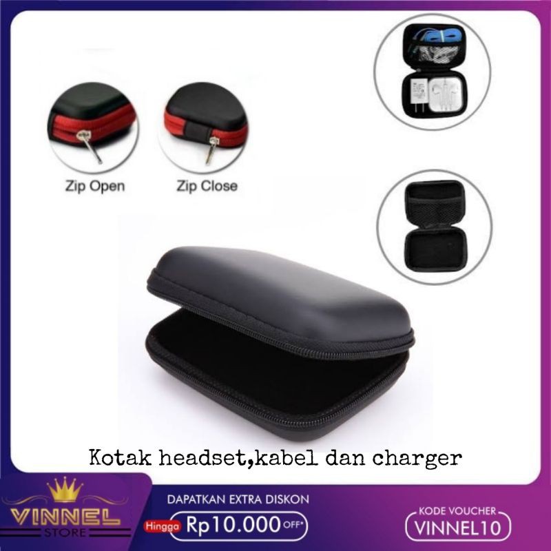 Pouch headset earphone polos kombinasi - kotak headset