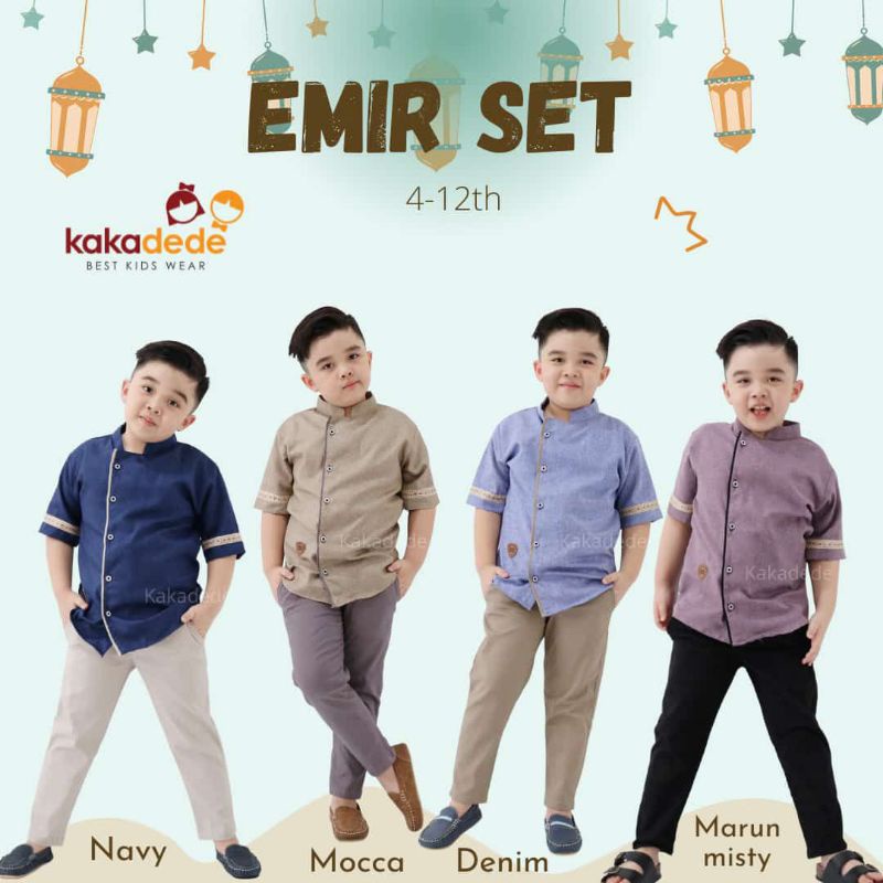 S-XXXL (2-12T) Emir Set Koko by Kakadede / Setelan Koko Anak Kece Celana Chino