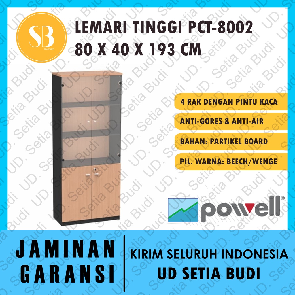 Kabinet / Lemari Tinggi Pintu Kaca Powell Three PCT 8002