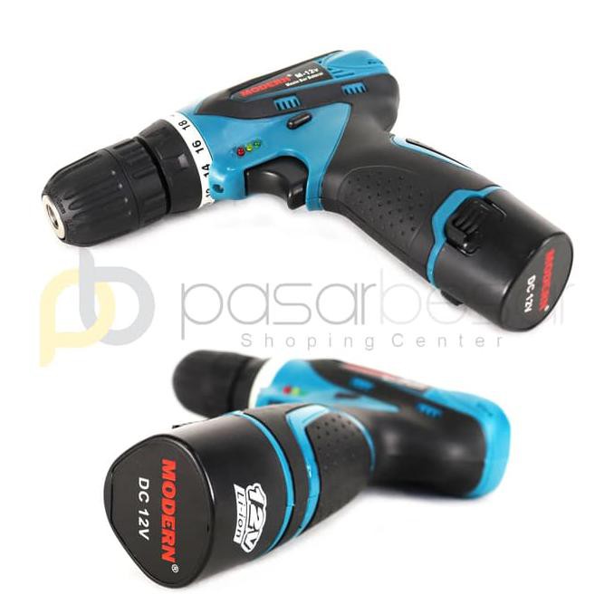 Diskon Mesin Bor Baterai Modern M-12V Cordless Drill Tanpa Kabel Terbaru
