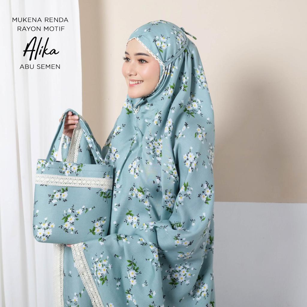 PUSAT MUKENA TASIK - MUKENA DEWASA RENDA RAYON MOTIF ALIKA