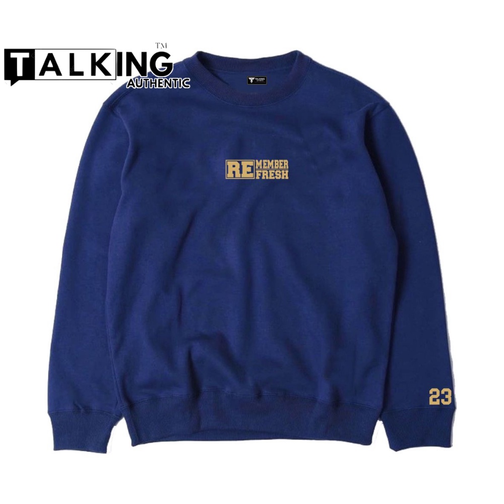 Sweater Pria / Sweter Oblong Pria Wanita/ Sweater Crewneck Pria Oversze Suiter Oblong Original Distro TALKING AUTHENTIC Cruneck Navy REMEMBER Sablon Simpel Terbaru Sweater Hudi Unisex Polos Terlaris