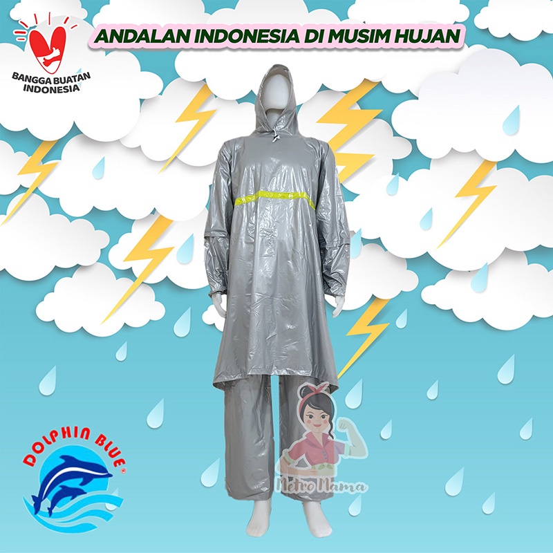 Jas Hujan Ponco Lengan Celana Hybrid DOLPHIN BLUE 672 BIG SIZE JUMBO