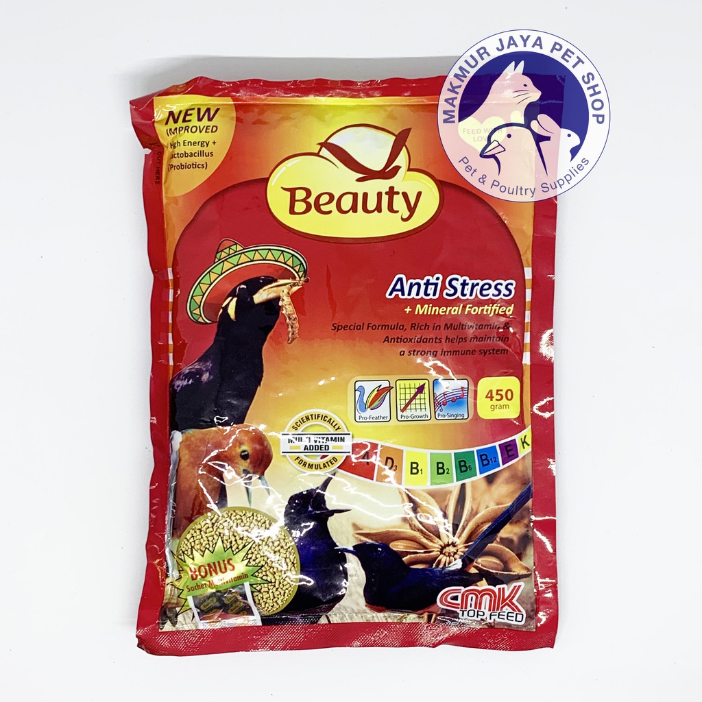 Pakan Burung Beauty Anti Stress Bird Food Merah