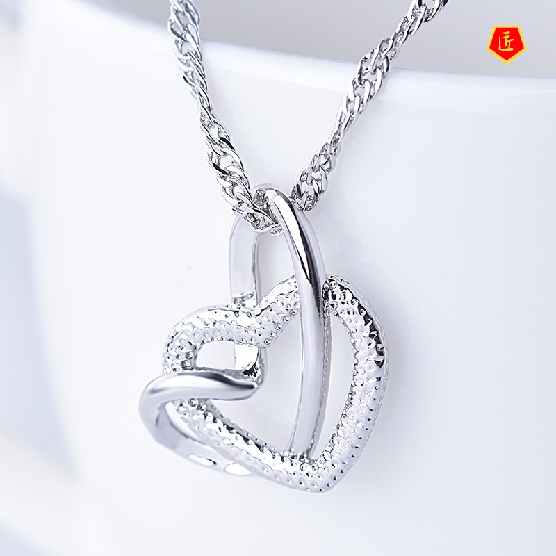 [Ready Stock]Doppel Herz Pendant Elegant Lady Heart-to-Heart Necklace