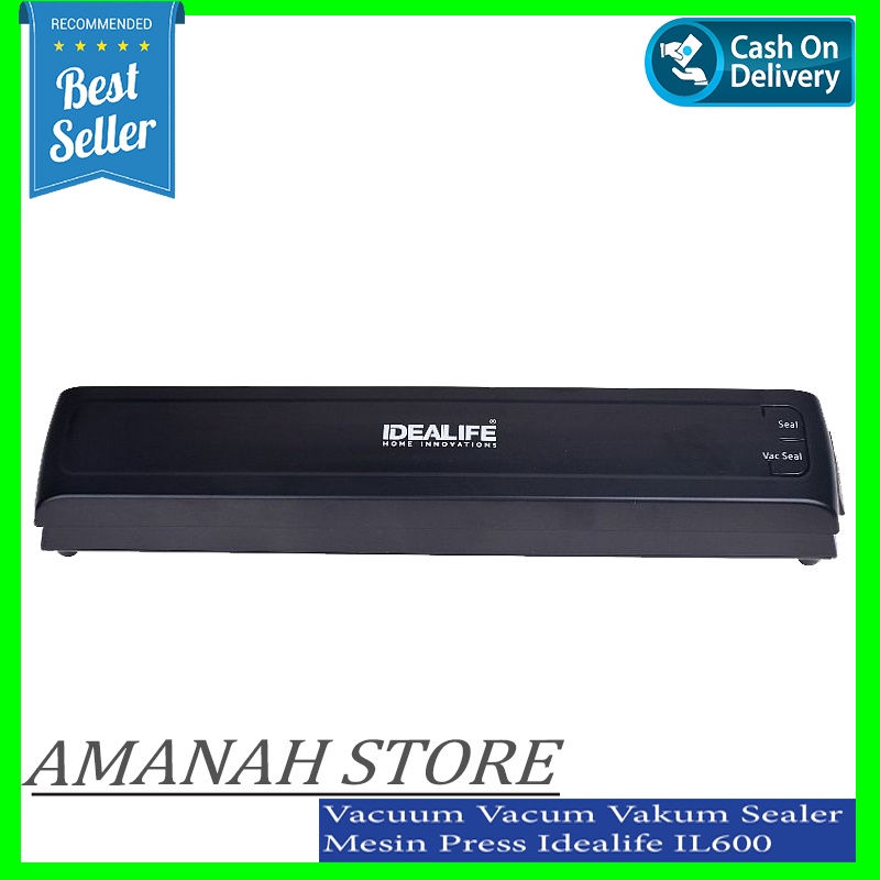 Vacuum Vacum Vakum Sealer Mesin Press Plastik Idealife IL600 - Hitam