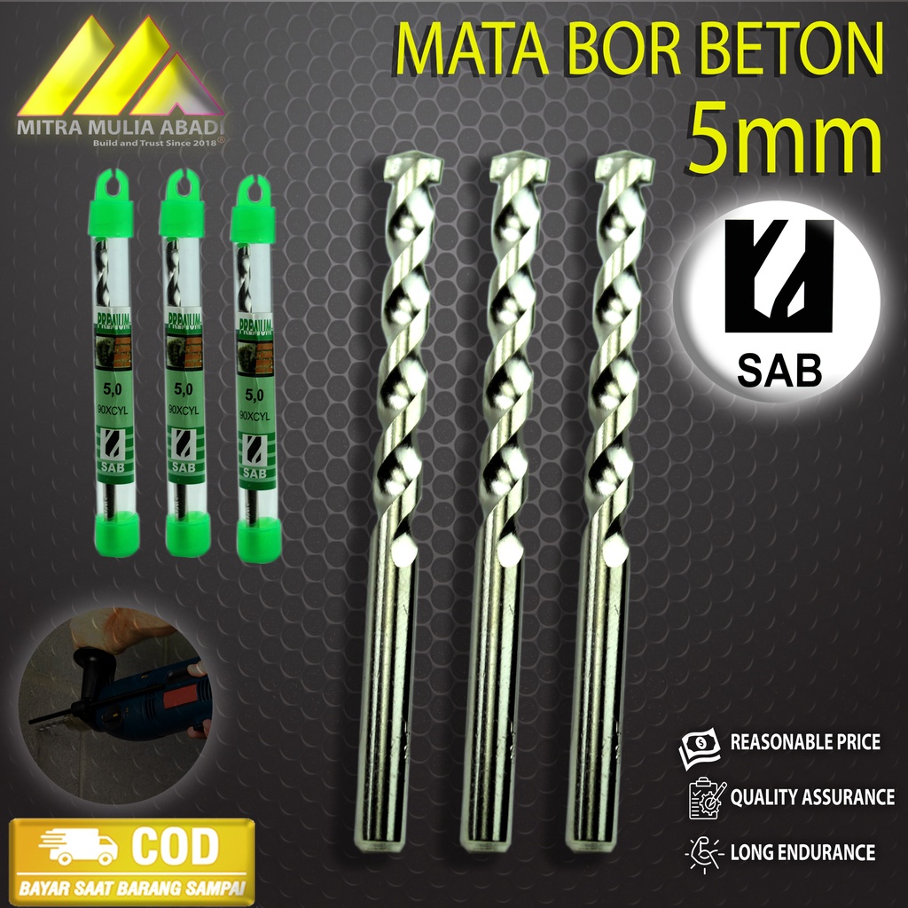 MATA BOR BETON 5mm SILVER TWIST DRILL BITS concrete