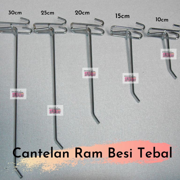 Single Hook Ram Berbagai macam Ukuran Display Gantungan Aksesoris / Cantelan Ram Besi Croom (BH)